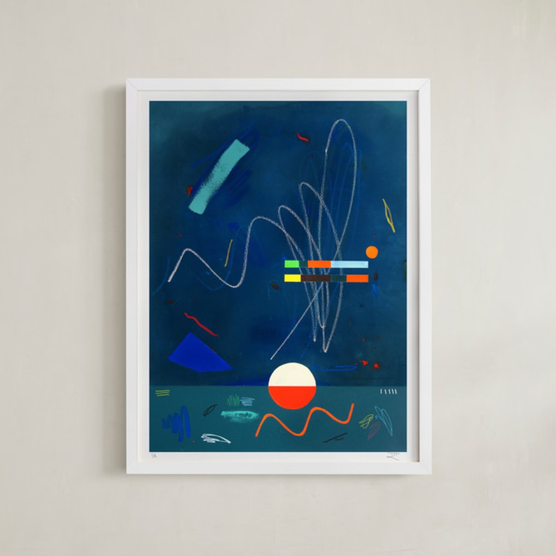 "Five O'Clock Somewhere (edition of 5)" - Rare Edition Art Print in Navy by Keren Toledano - Framed