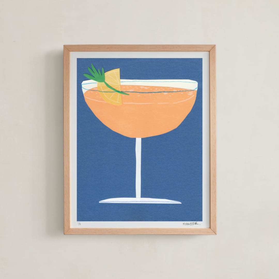 "Cocktail (edition of 5)" - Rare Edition Art Print in Citrine by Elliot Stokes - Framed