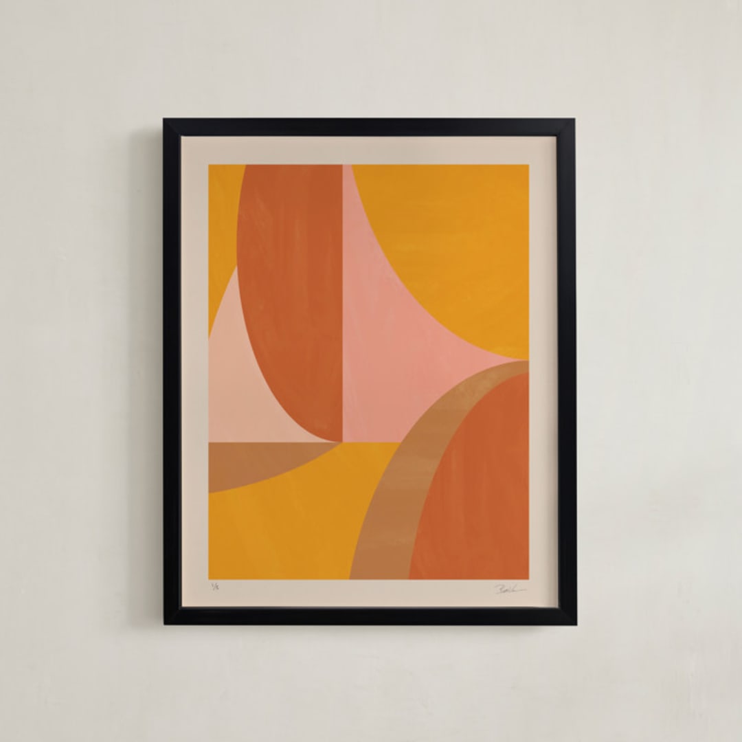 "Organic Calm (edition of 5)" - Rare Edition Art Print in Orange by Beth Vassalo - Framed