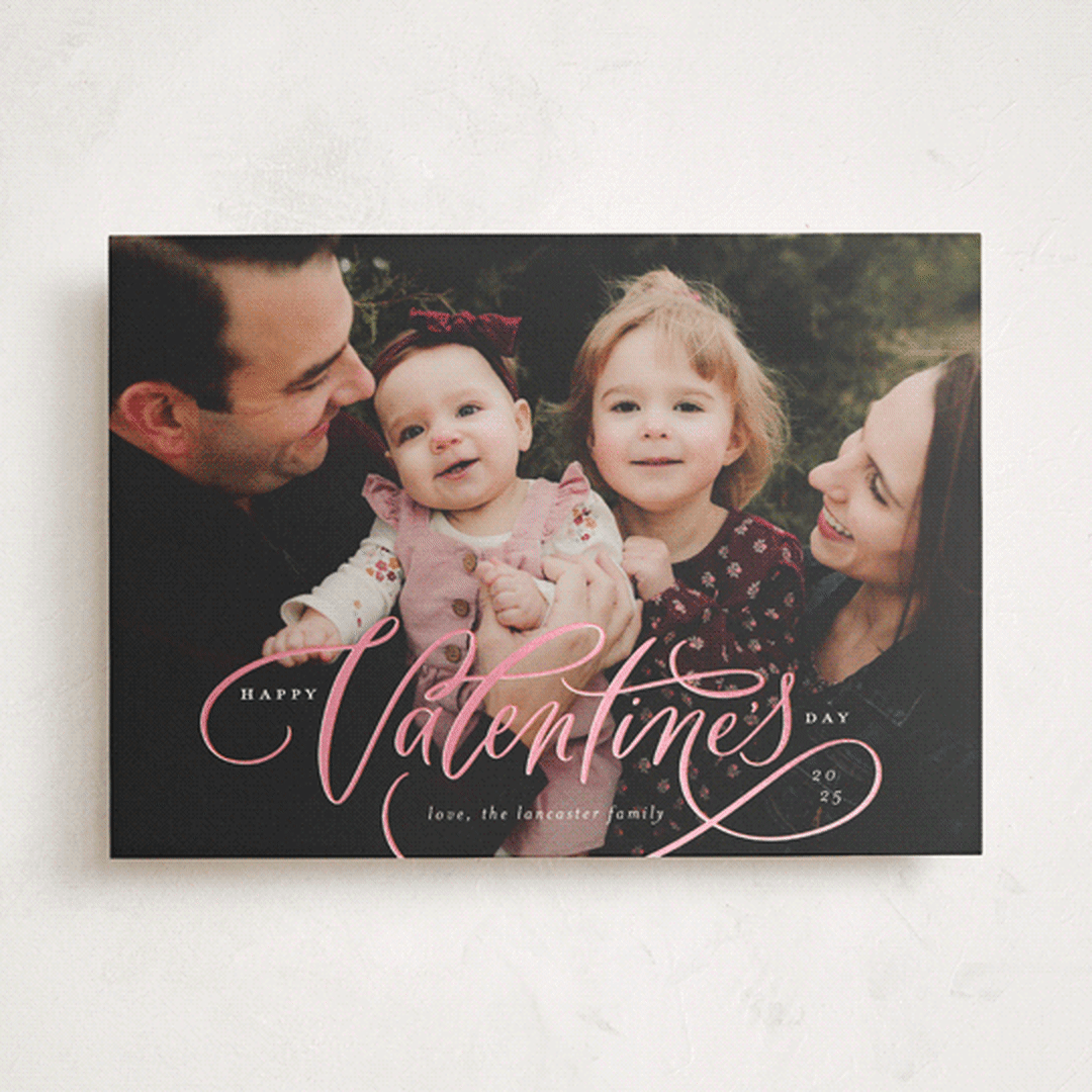 "Valentine Lettering" - Valentine's Day Cards in Silk by Erin German - Front