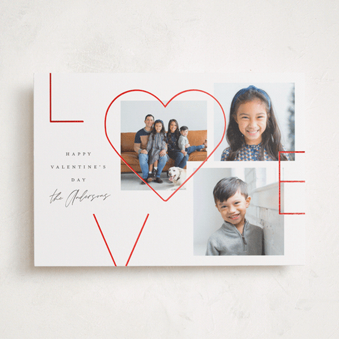 "Lovely Collage" - Valentine's Day Cards in Linen by Robert and Stella - Front