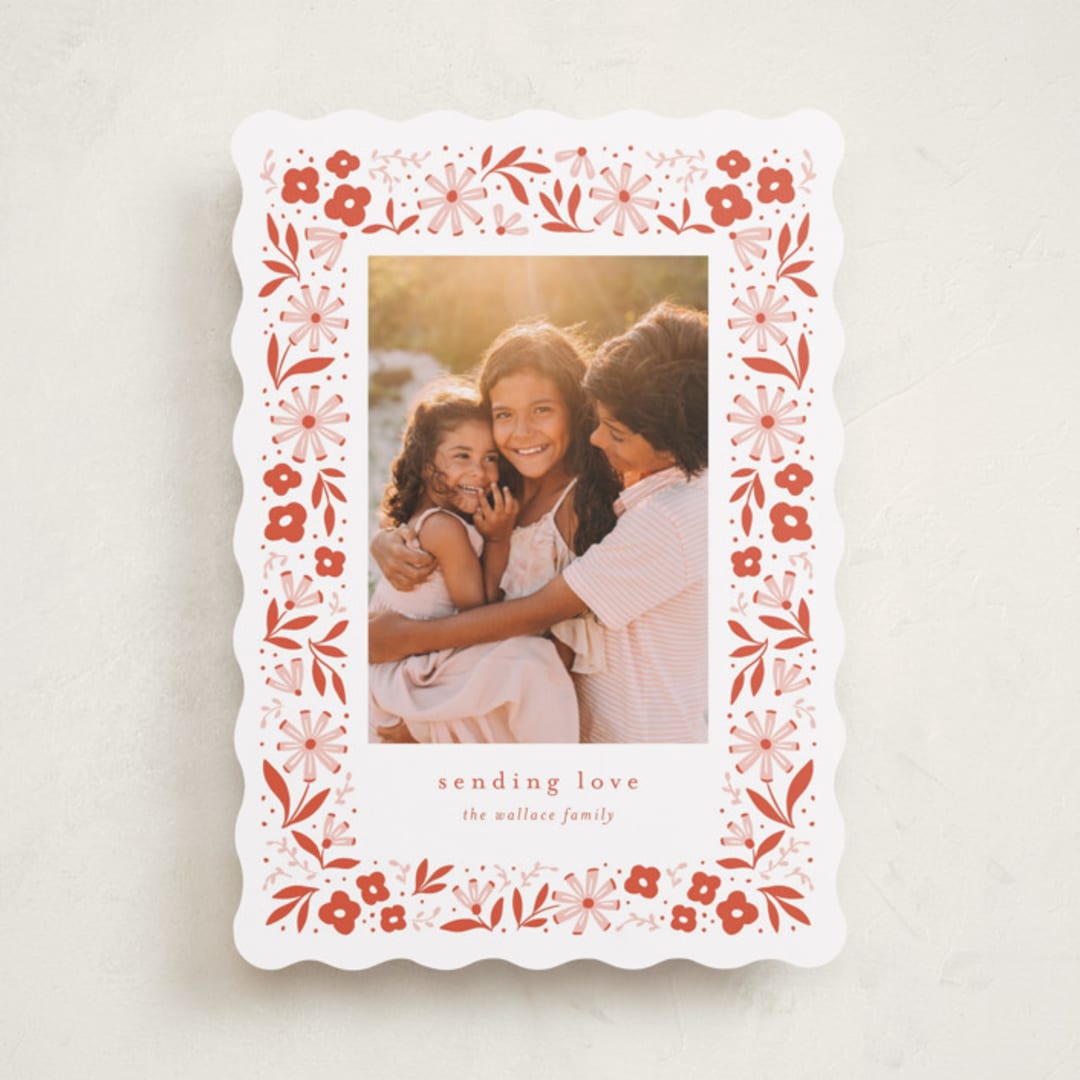 "Flora Frame" - Valentine's Day Cards in Poppy by Laura Hankins - Front