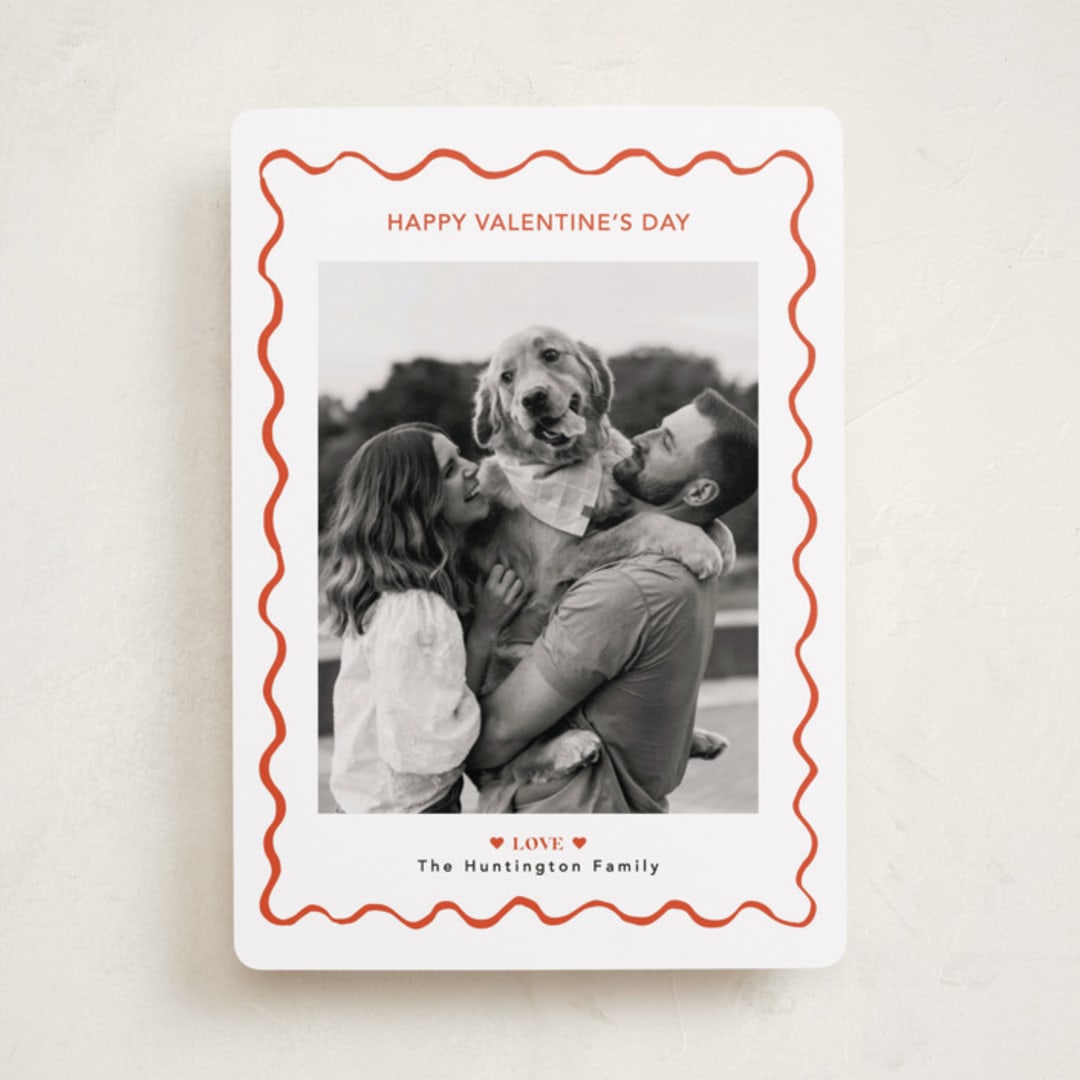 "handdrawn wavy border" - Valentine's Day Cards in Cotton by Cass Loh - Front