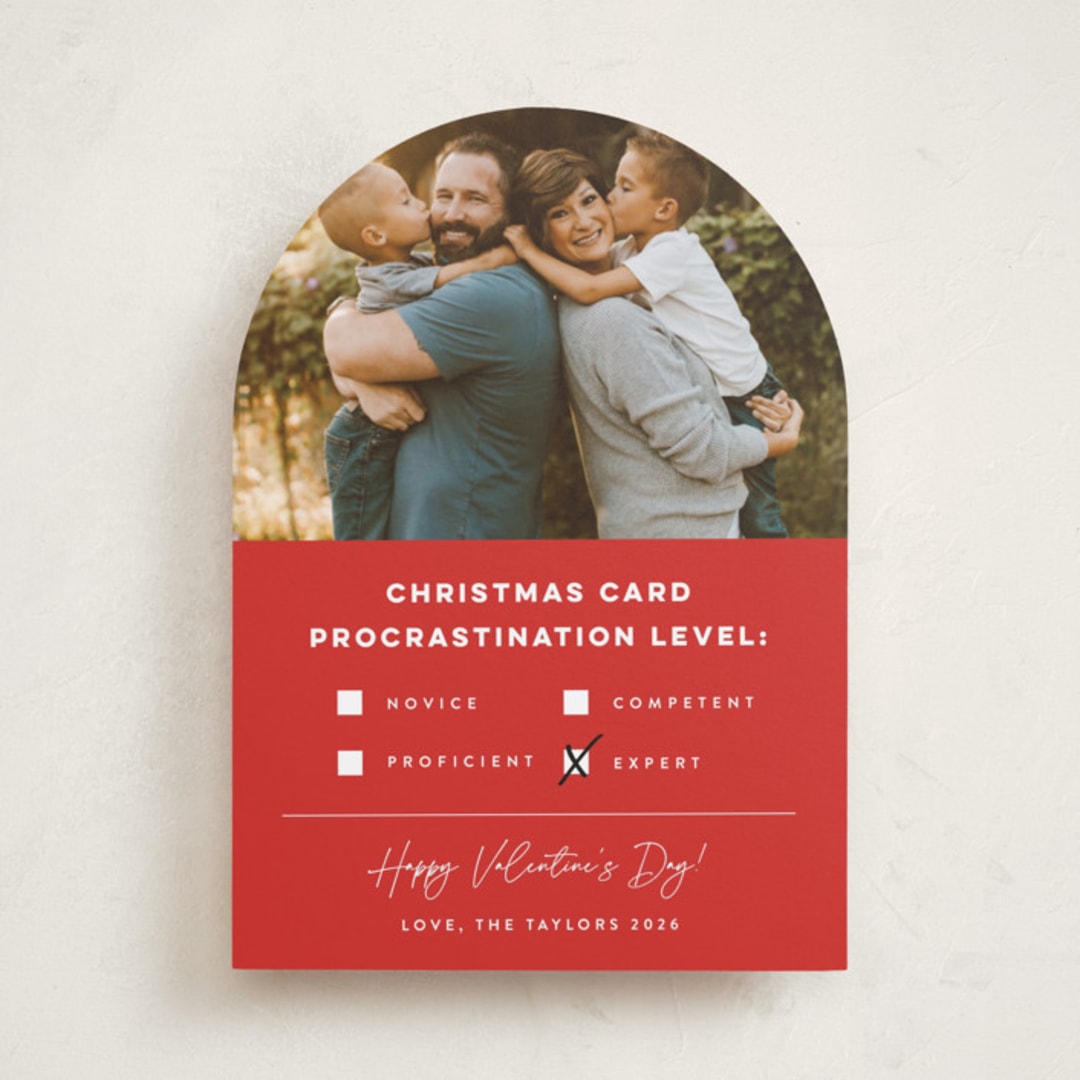 "Procrastination Expert" - Valentine's Day Cards in Poinsettia by Erica Krystek - Front