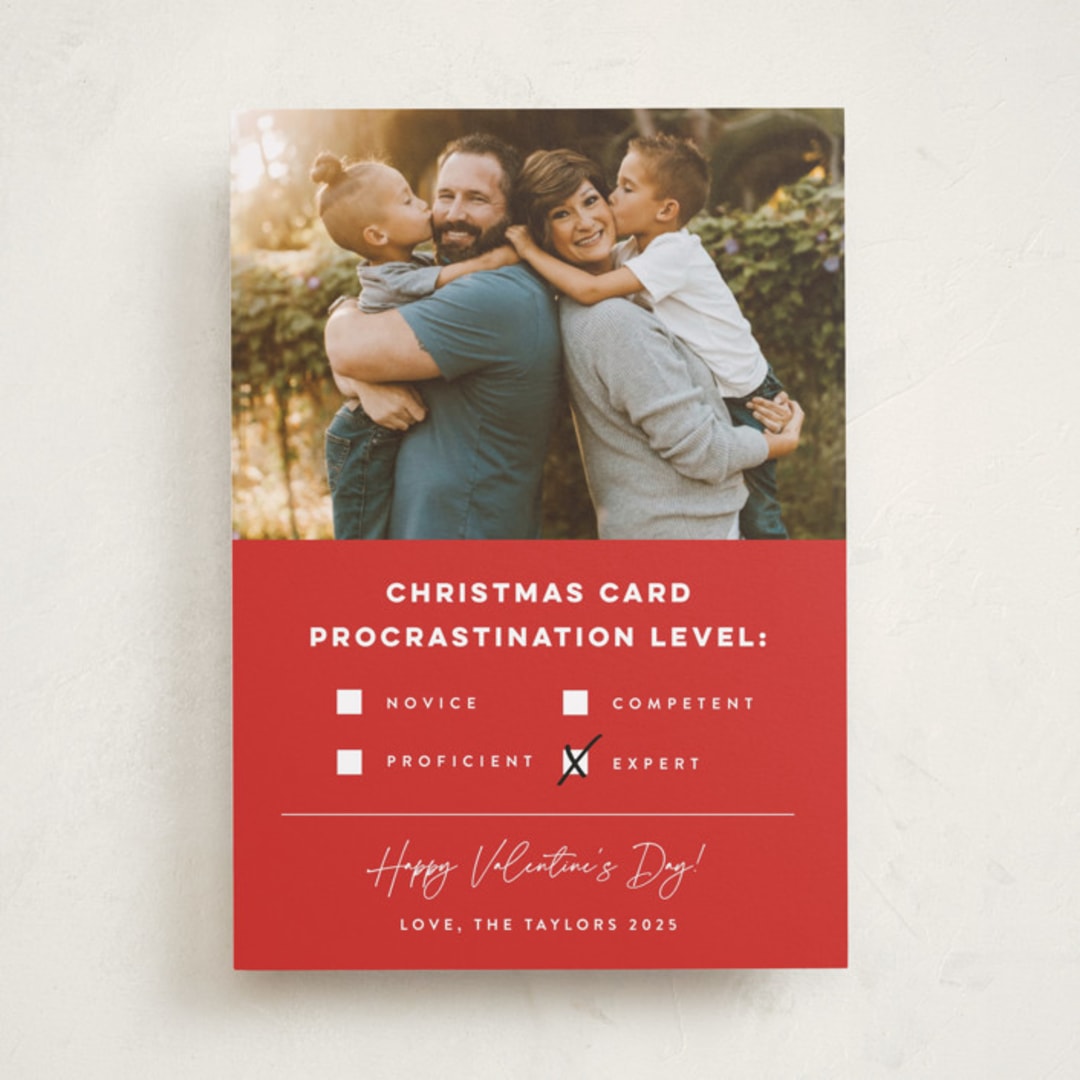"Procrastination Expert" - Valentine's Day Cards in Poinsettia by Erica Krystek - Front