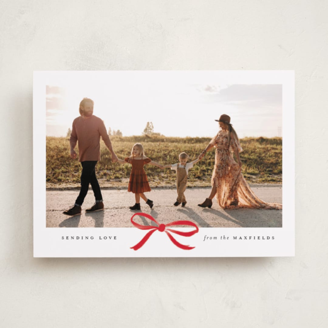 "Crimson Bow" - Valentine's Day Cards in Crimson by Olivia Kanaley Inman - Front