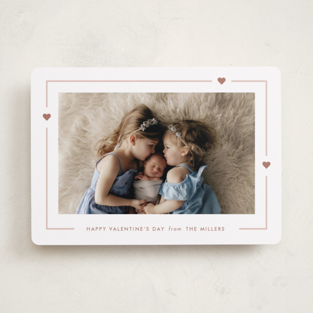 "Bordered" - Valentine's Day Cards in Blush by Kristen Knechtel - Front