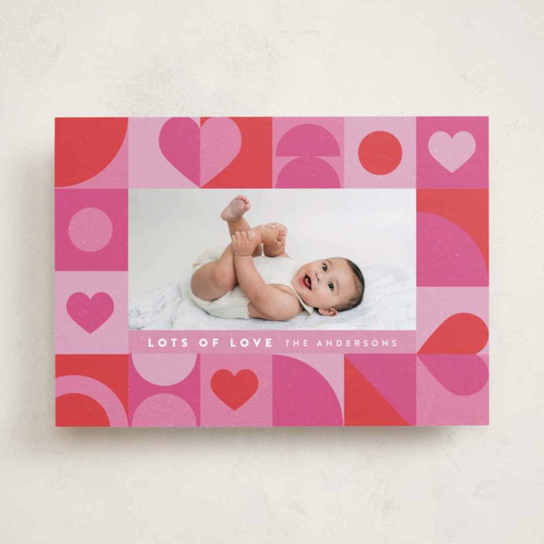 "Paper Hearts" - Valentine's Day Cards in Raspberry by Maria Alou - Front