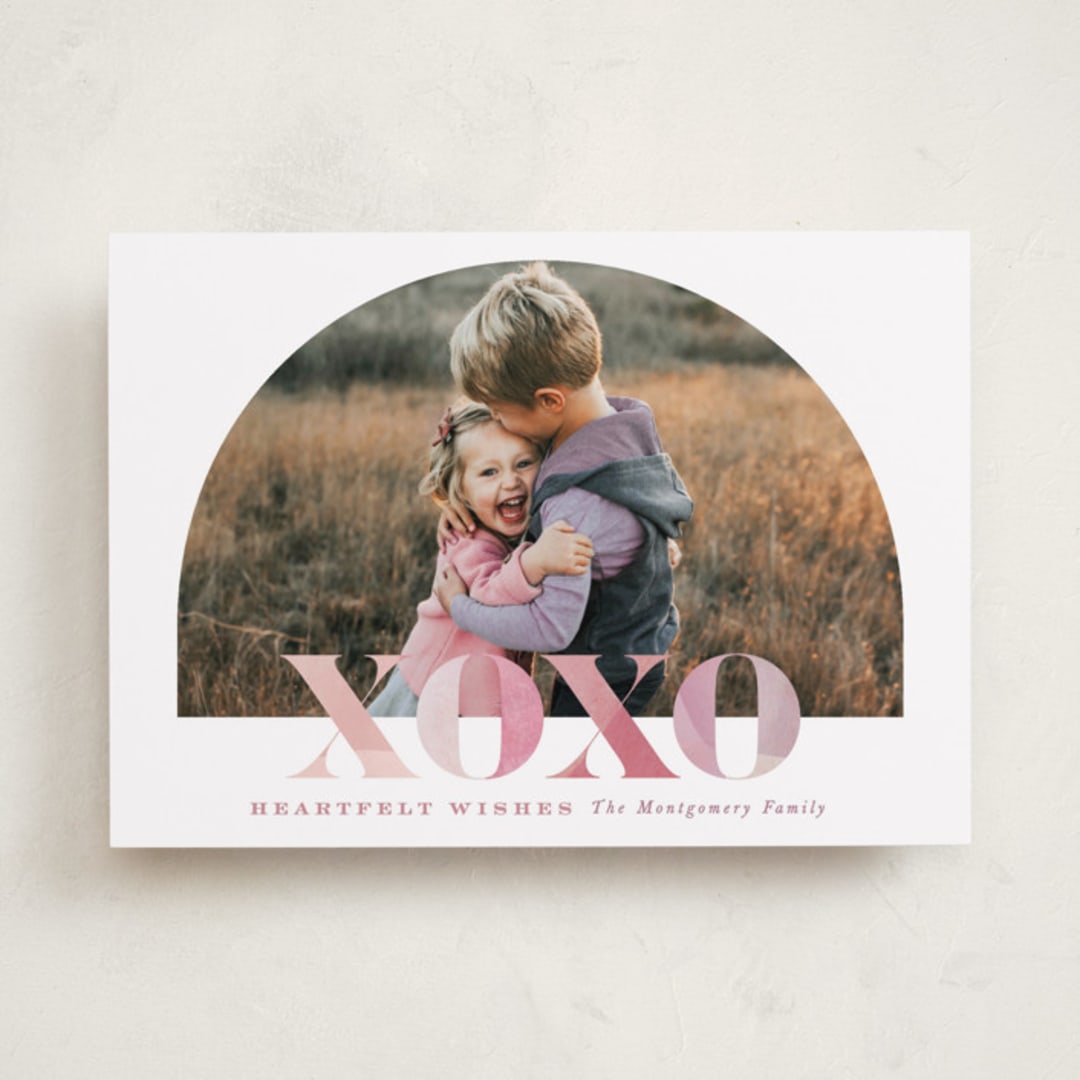 "XOXO Statement" - Valentine's Day Cards in Mauve by Hooray Creative - Front