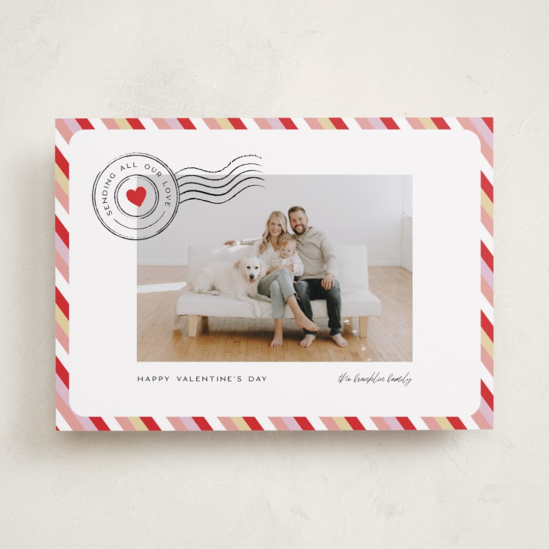 "Sending Valentine Love" - Valentine's Day Cards in Sugar Rose by Pixel and Hank - Front