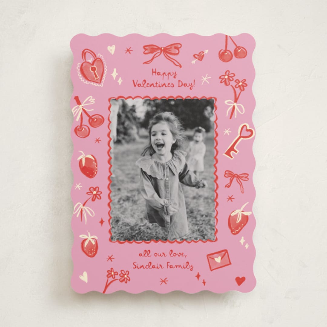 "Doodles" - Valentine's Day Cards in Bubblegum by Pati Cascino - Front