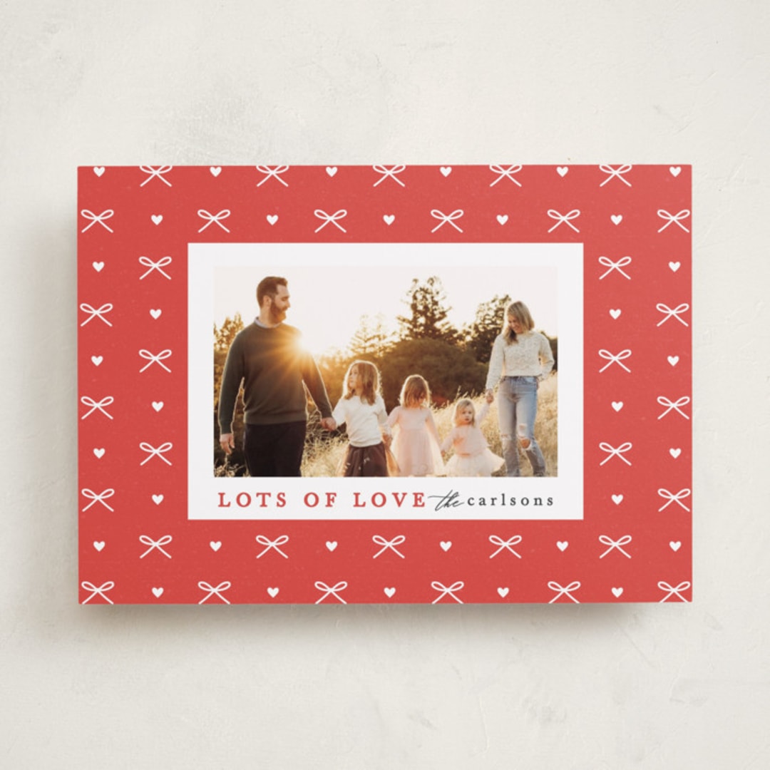 "Little Hearts & Bows" - Valentine's Day Cards in Cherry by Maria Alou - Front
