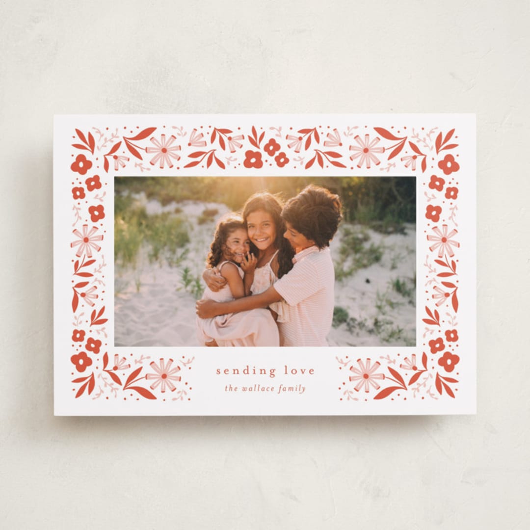 "Flora Frame" - Valentine's Day Cards in Poppy by Laura Hankins - Front