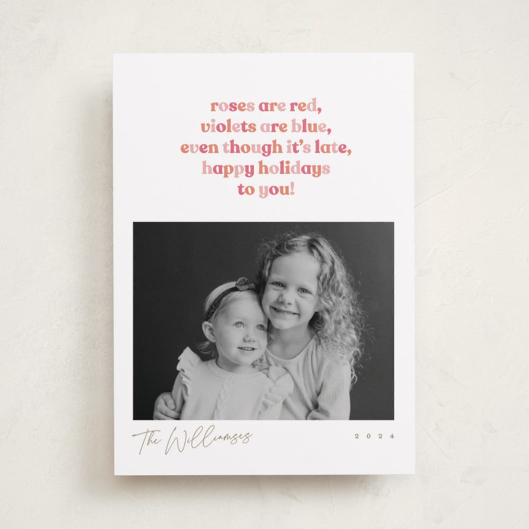 "Delayed Poem" - Valentine's Day Cards in Candy Hearts by Robert and Stella - Front