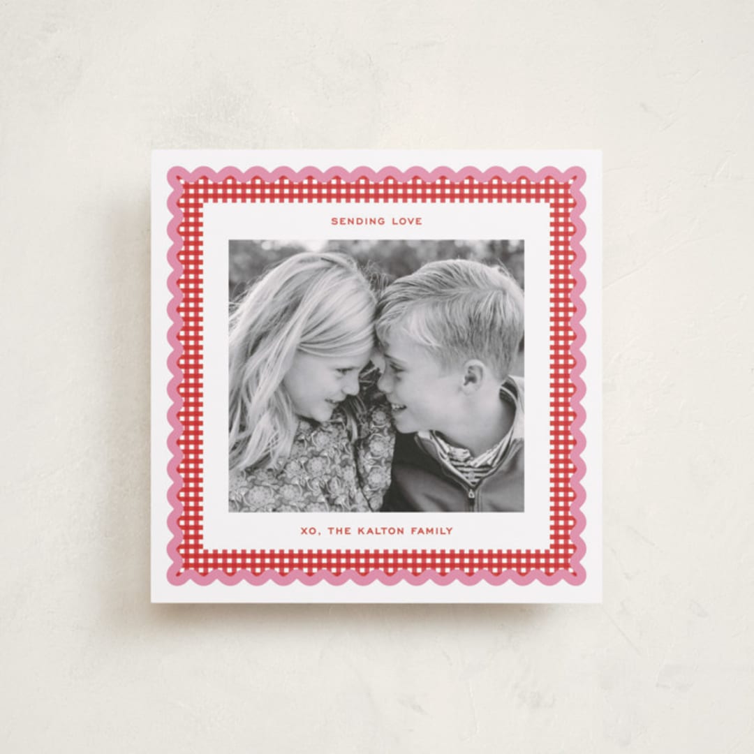 "Gingham Fun" - Valentine's Day Cards in Cranberry by Erin German - Front