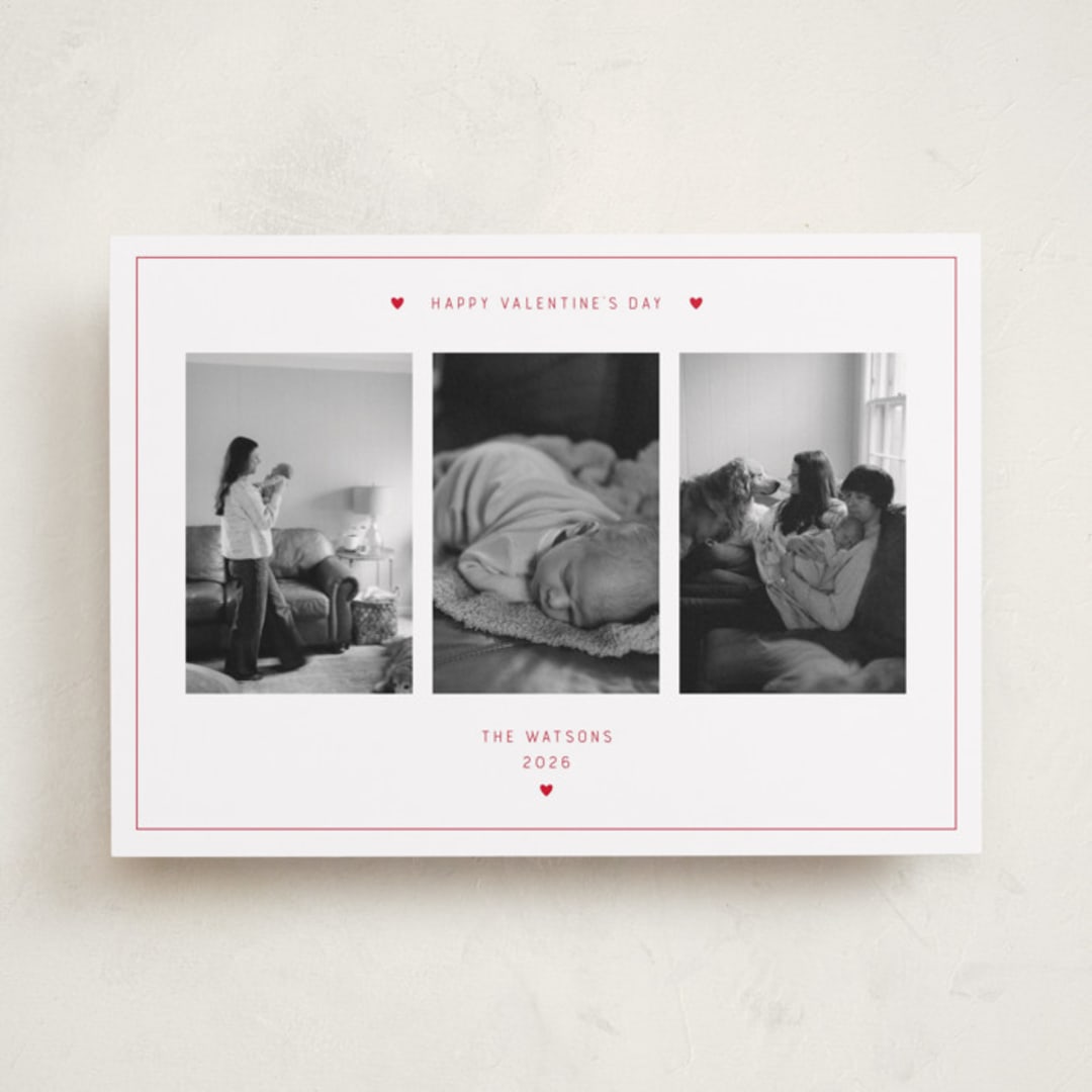 "Simple Hearts" - Valentine's Day Cards in Cherry by Danielle Nakashima - Front