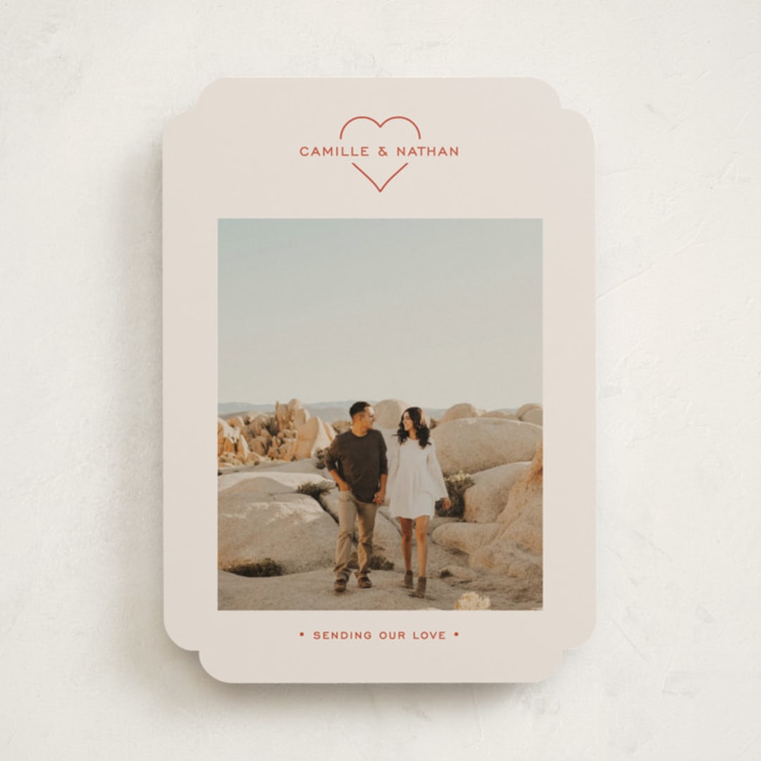 "Simple Heart" - Valentine's Day Cards in Strawberry by Ekko Studio - Front