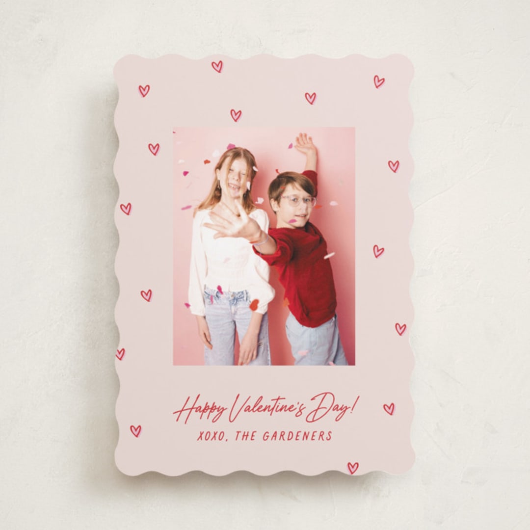"Handdrawn Scattered Hearts" - Valentine's Day Cards in Blush by Hooray Creative - Front