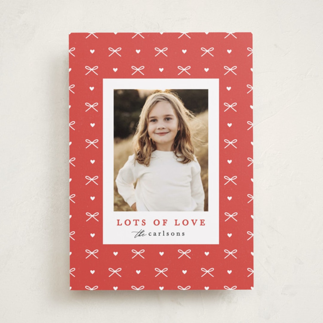 "Little Hearts & Bows" - Valentine's Day Cards in Cherry by Maria Alou - Front