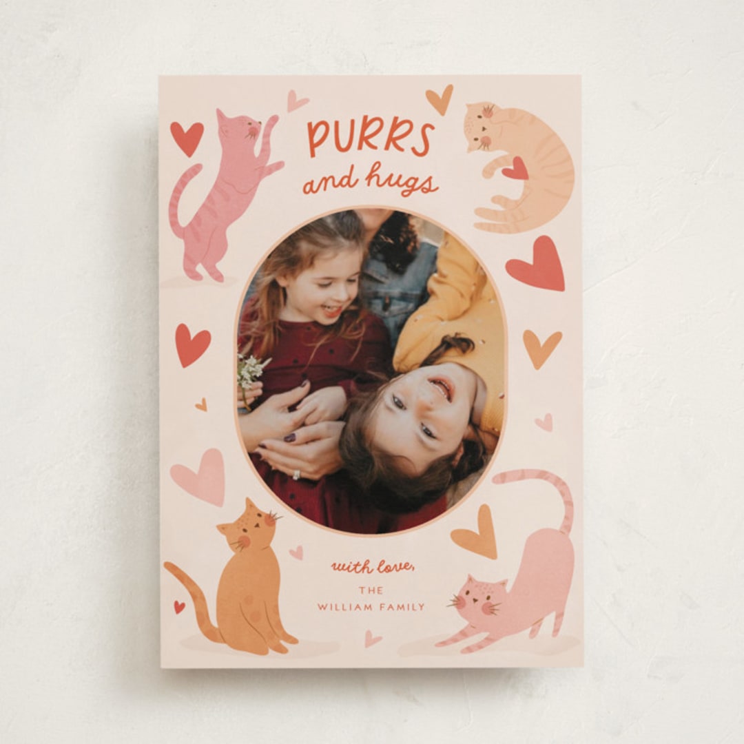 "PurrsHugs" - Valentine's Day Cards in Cherry by Vera Lim - Front