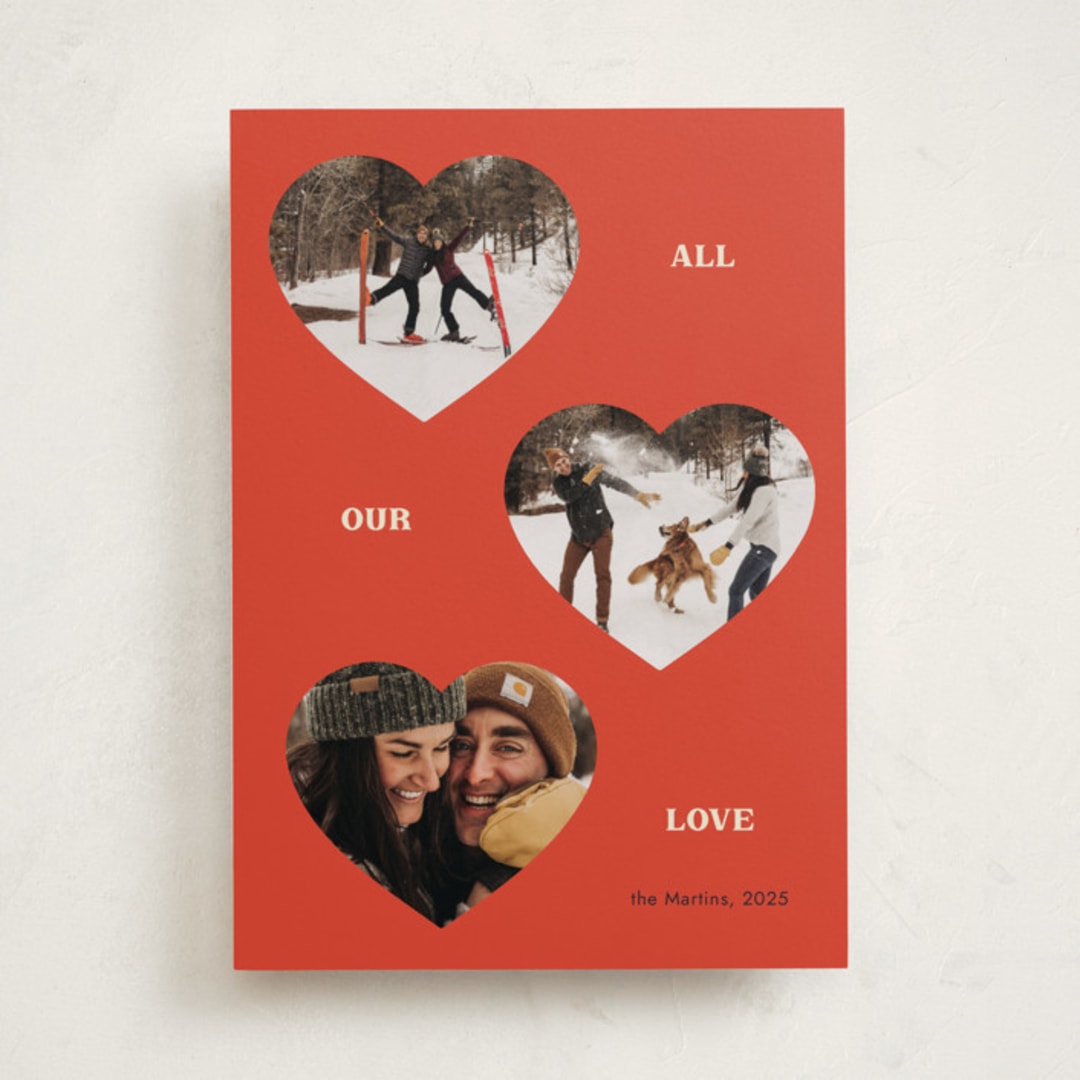 "ThreeHearts" - Valentine's Day Cards in Cherry by Ani Somi - Front