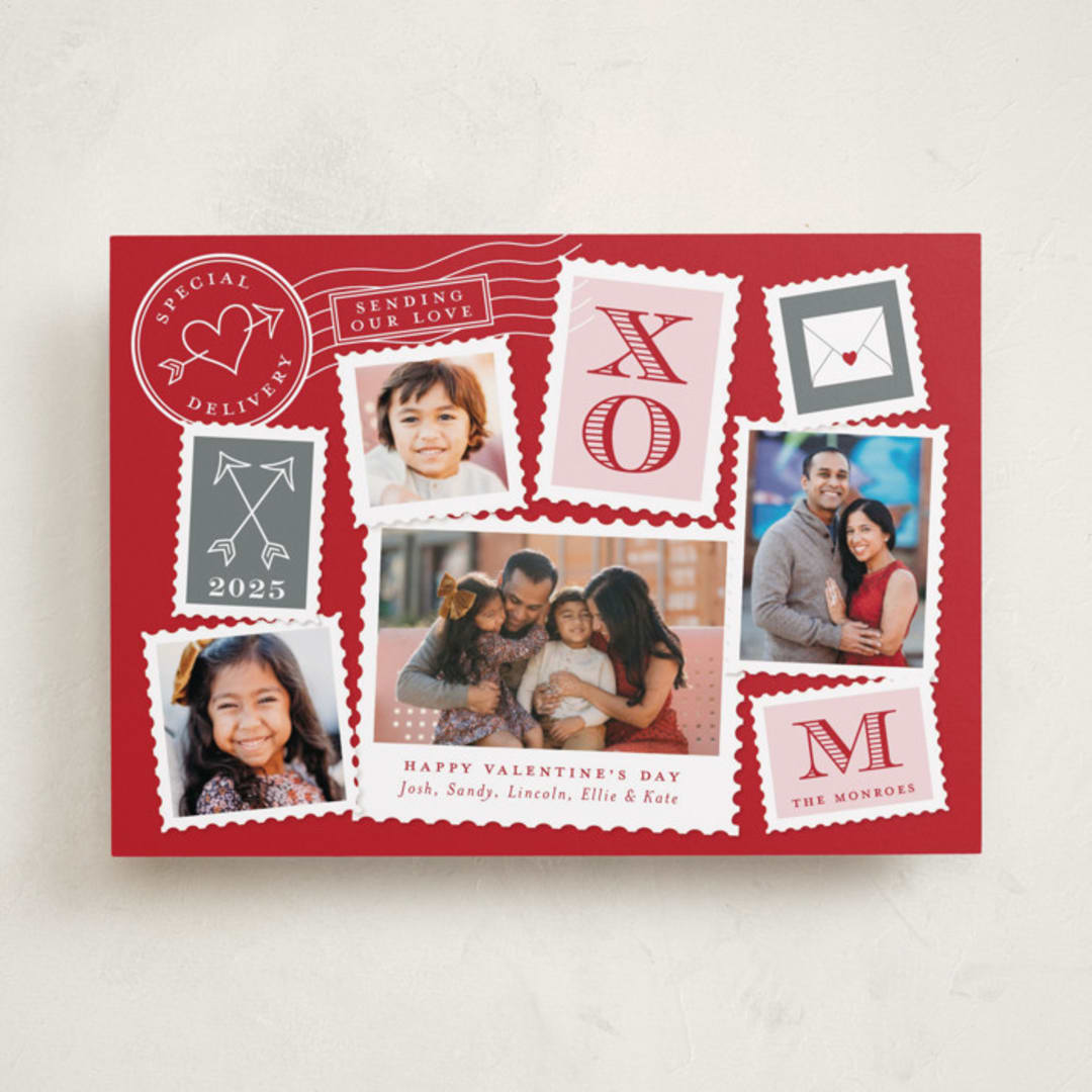 "Postmark" - Valentine's Day Cards in Paprika by Sarah Brown - Front