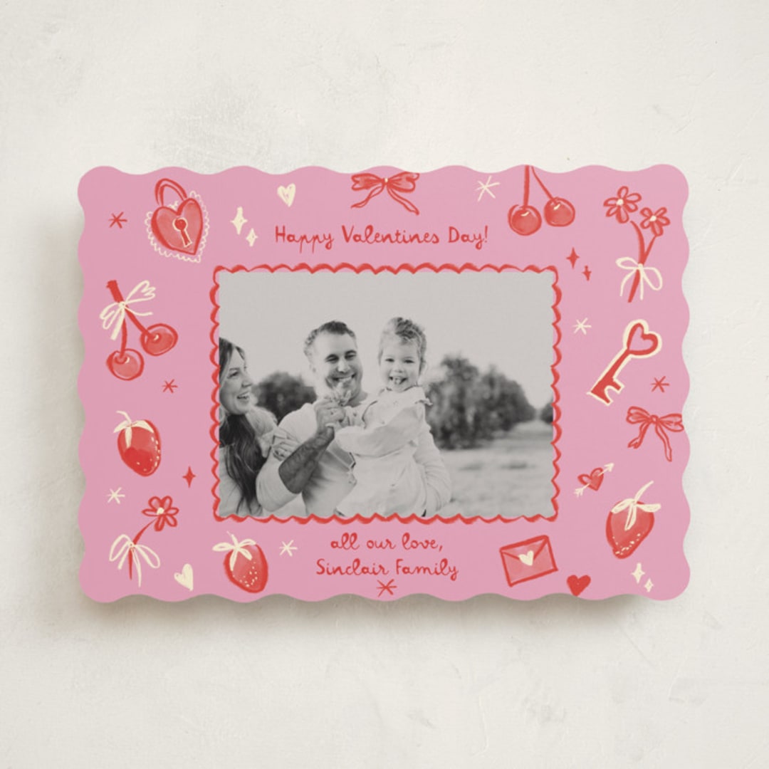 "Doodles" - Valentine's Day Cards in Bubblegum by Pati Cascino - Front