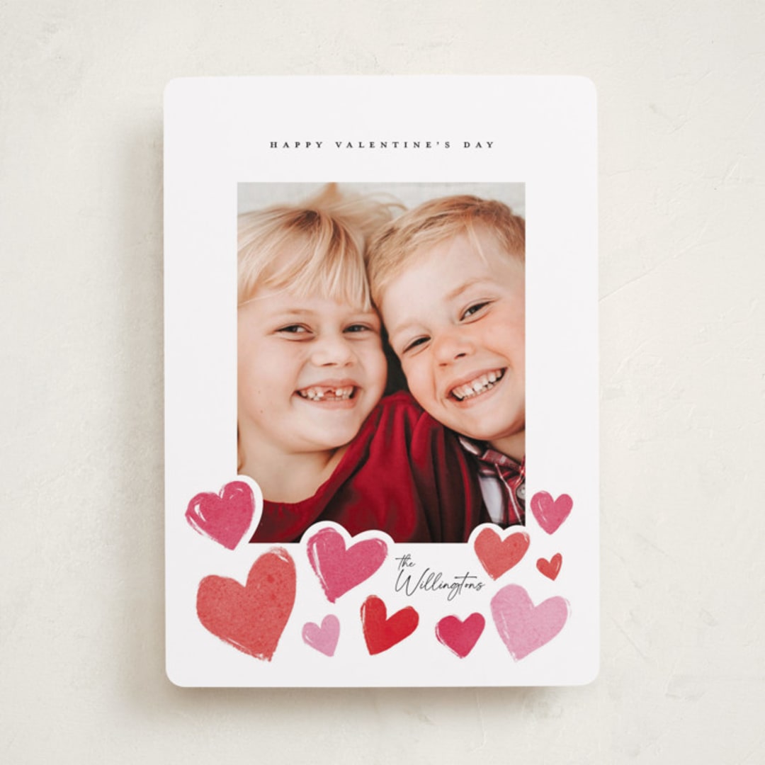"Watercolor Hearts" - Valentine's Day Cards in Rose by Vivian Yiwing - Front