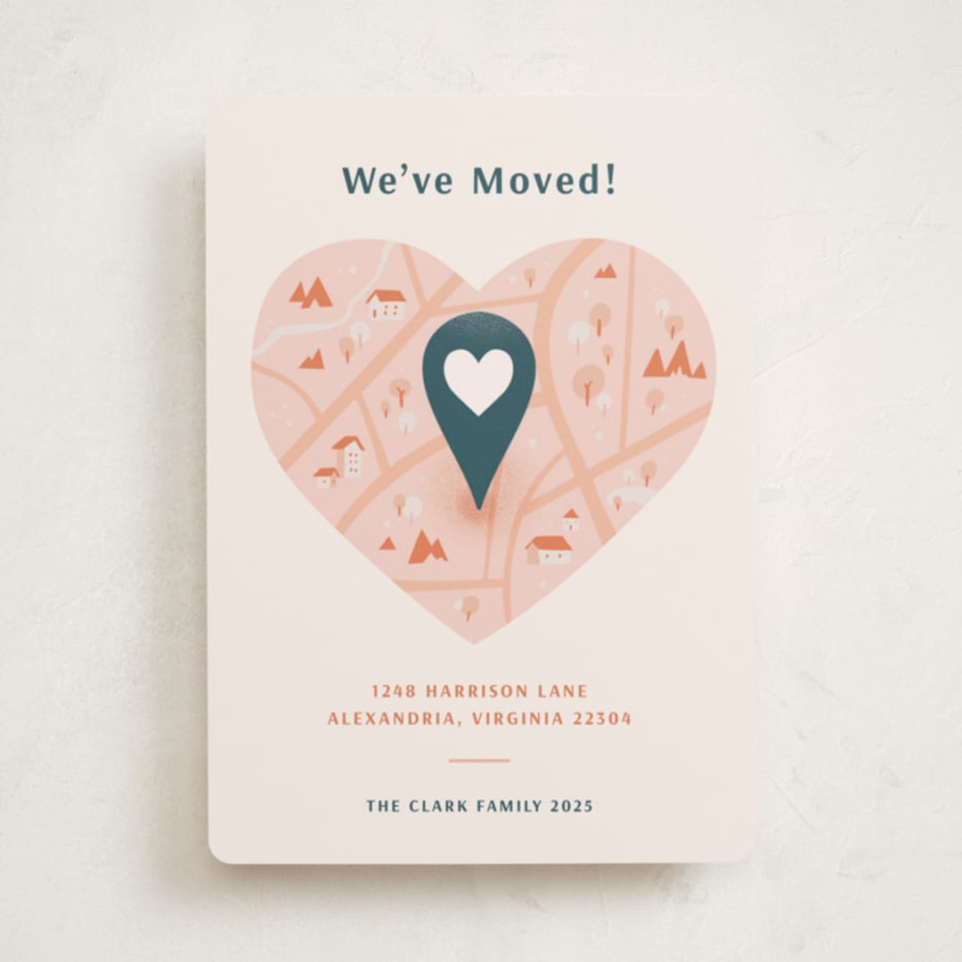"Heart Map" - Valentine's Day Cards in Blush by Heather Francisco - Front
