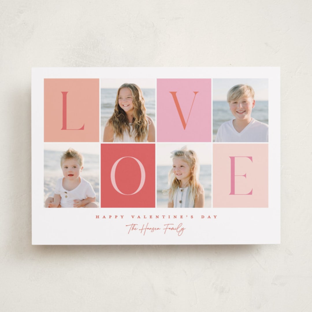 "Blocks of Love" - Valentine's Day Cards in Candy Hearts by Robert and Stella - Front