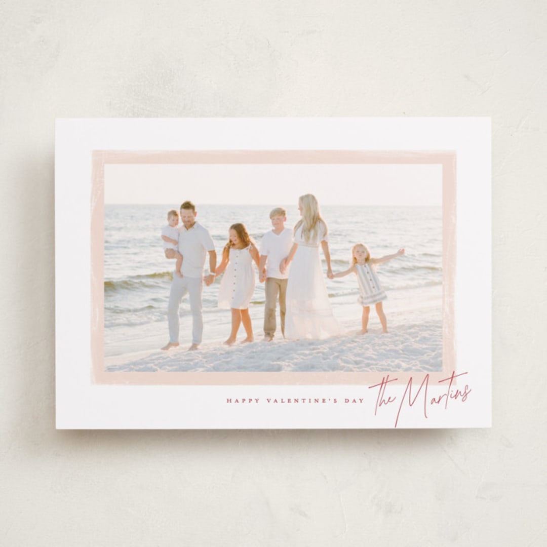 "Watercolor Frame" - Valentine's Day Cards in Rose by Wildfield Paper Co - Front