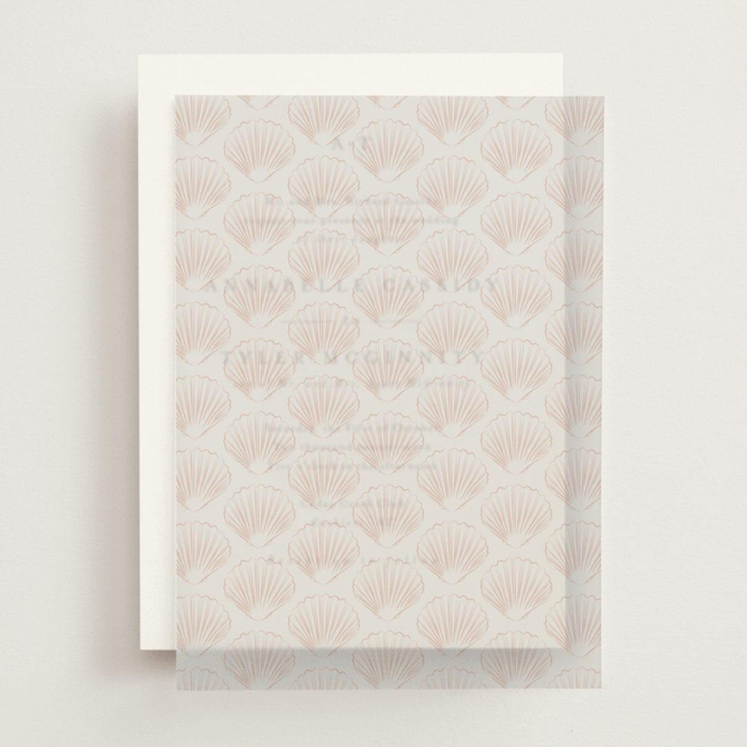 "Simple Seashell" - Vellum Overlays in Coral by Hannah Bowman - Front