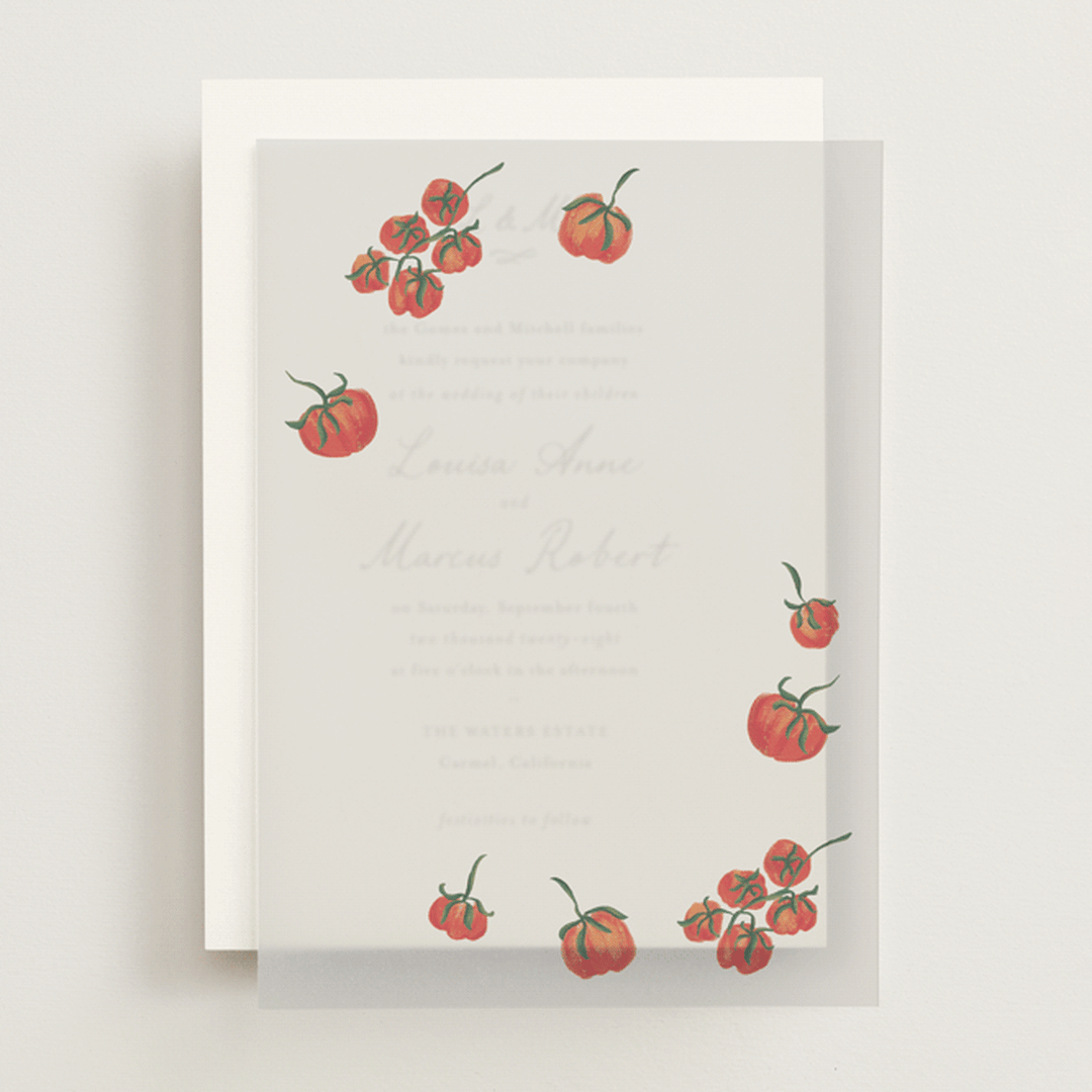"Petit Pomodoro" - Vellum Overlays in Tomato by Jackie Crawford - Front