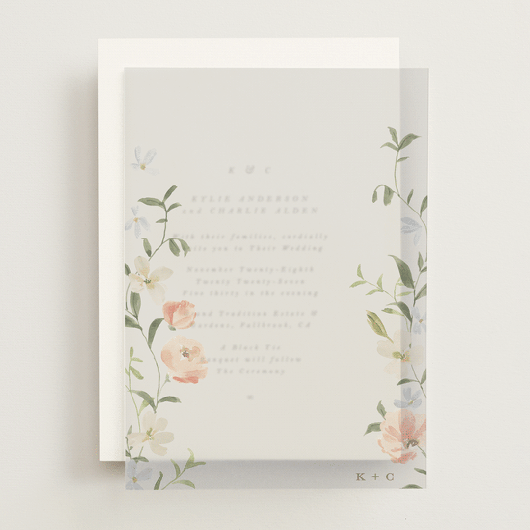 "Garden View" - Vellum Overlays in Peach by Everett Paper Goods - Front