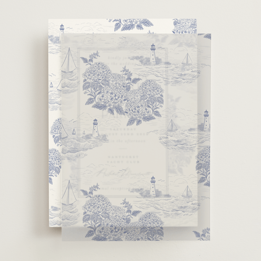 "Coastal Toile" - Vellum Overlays in Periwinkle by Jenna Holcomb - Front