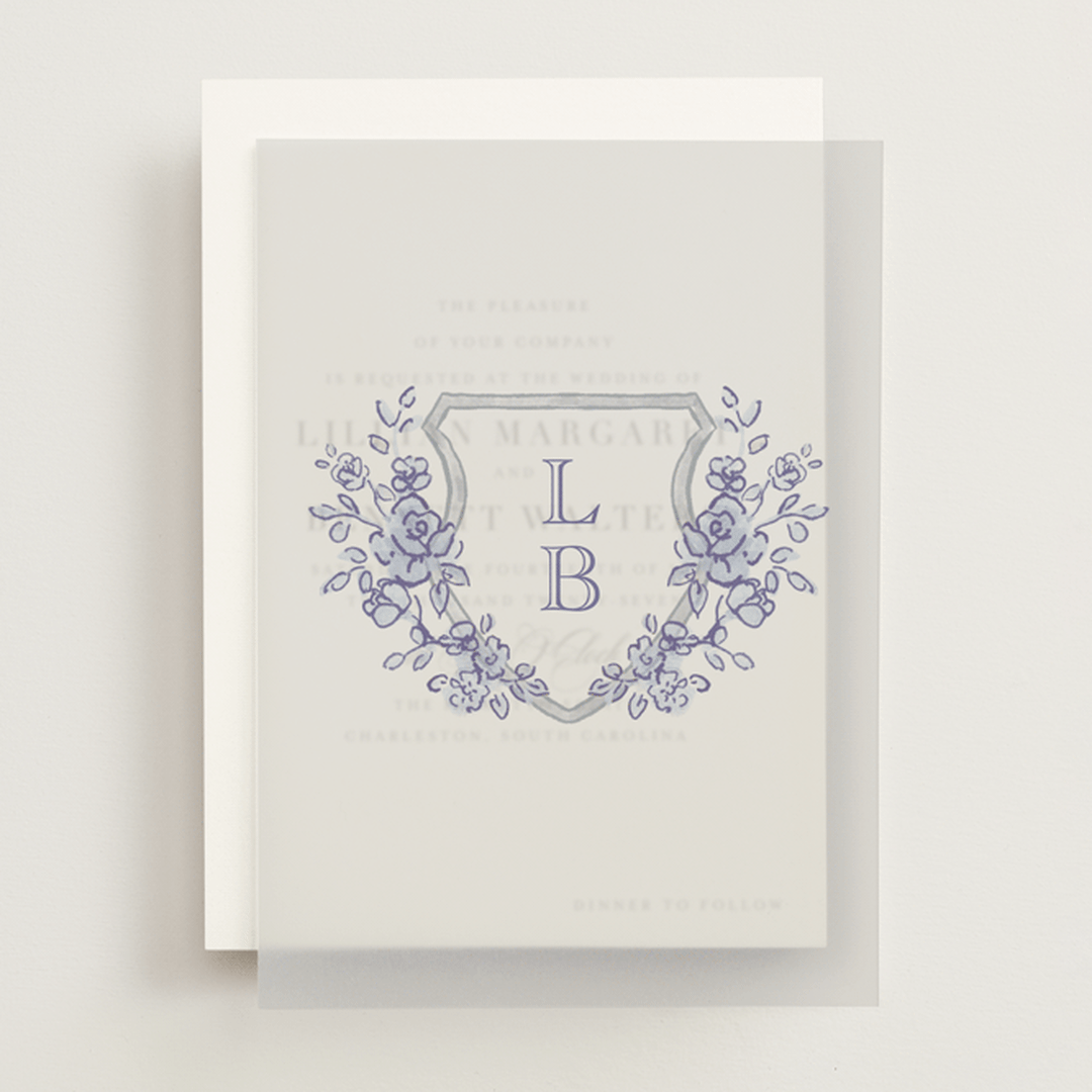 "watercolor flowers crest" - Vellum Overlays in Dusty Blue by Cass Loh - Front
