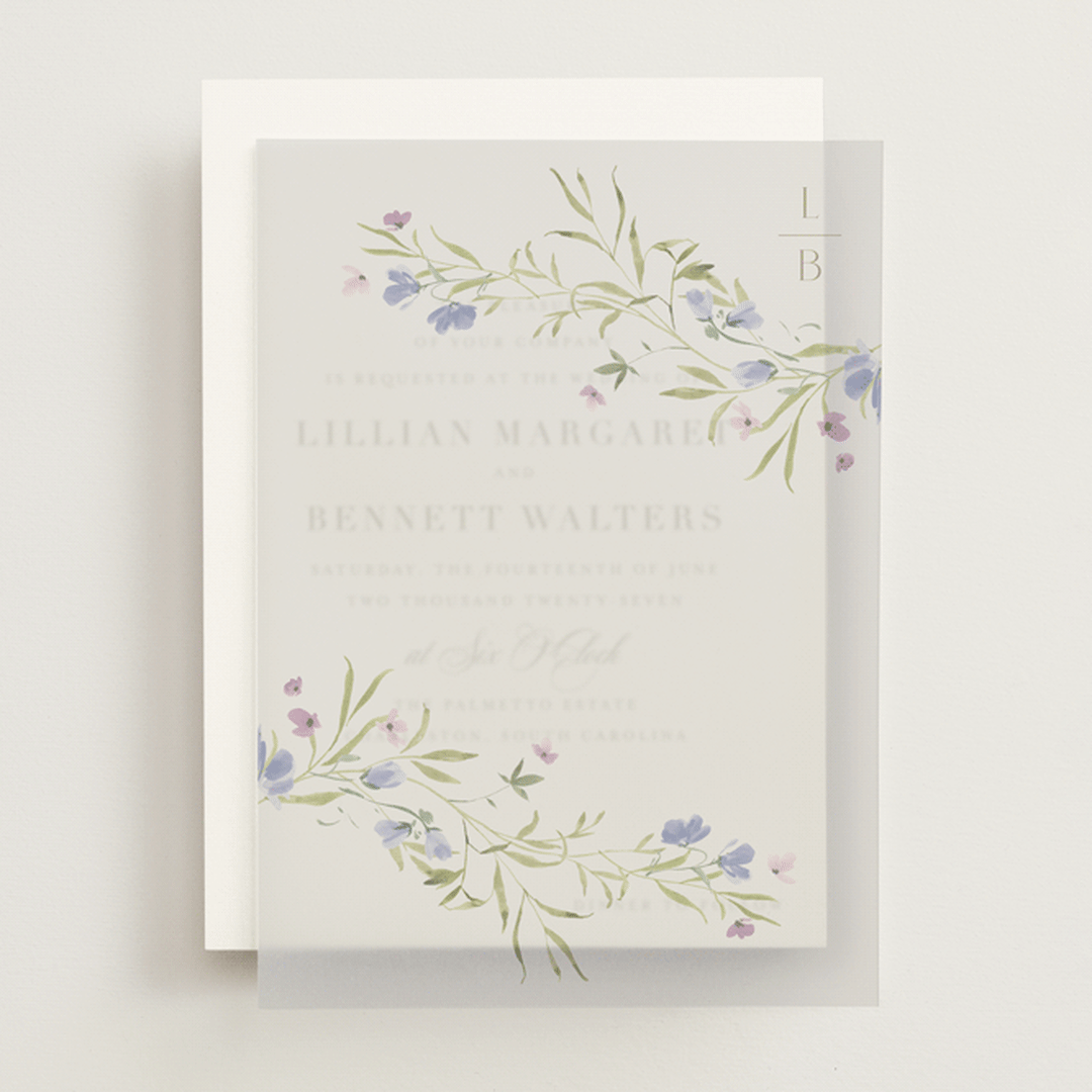"Sweeping Meadow" - Vellum Overlays in Wisteria by Everett Paper Goods - Front