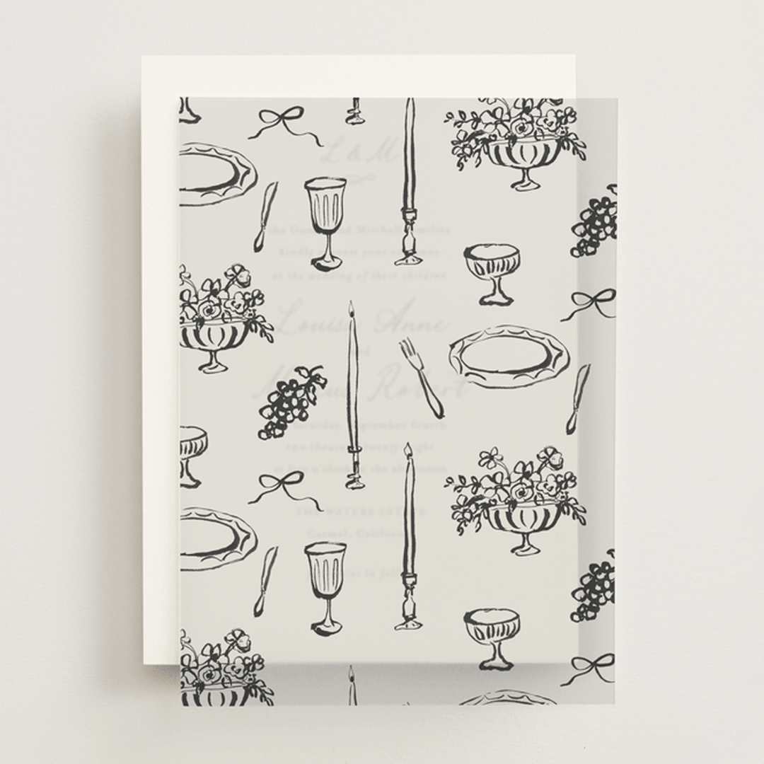 "tablescape drawing" - Vellum Overlays in Black Dahlia by Cass Loh - Front