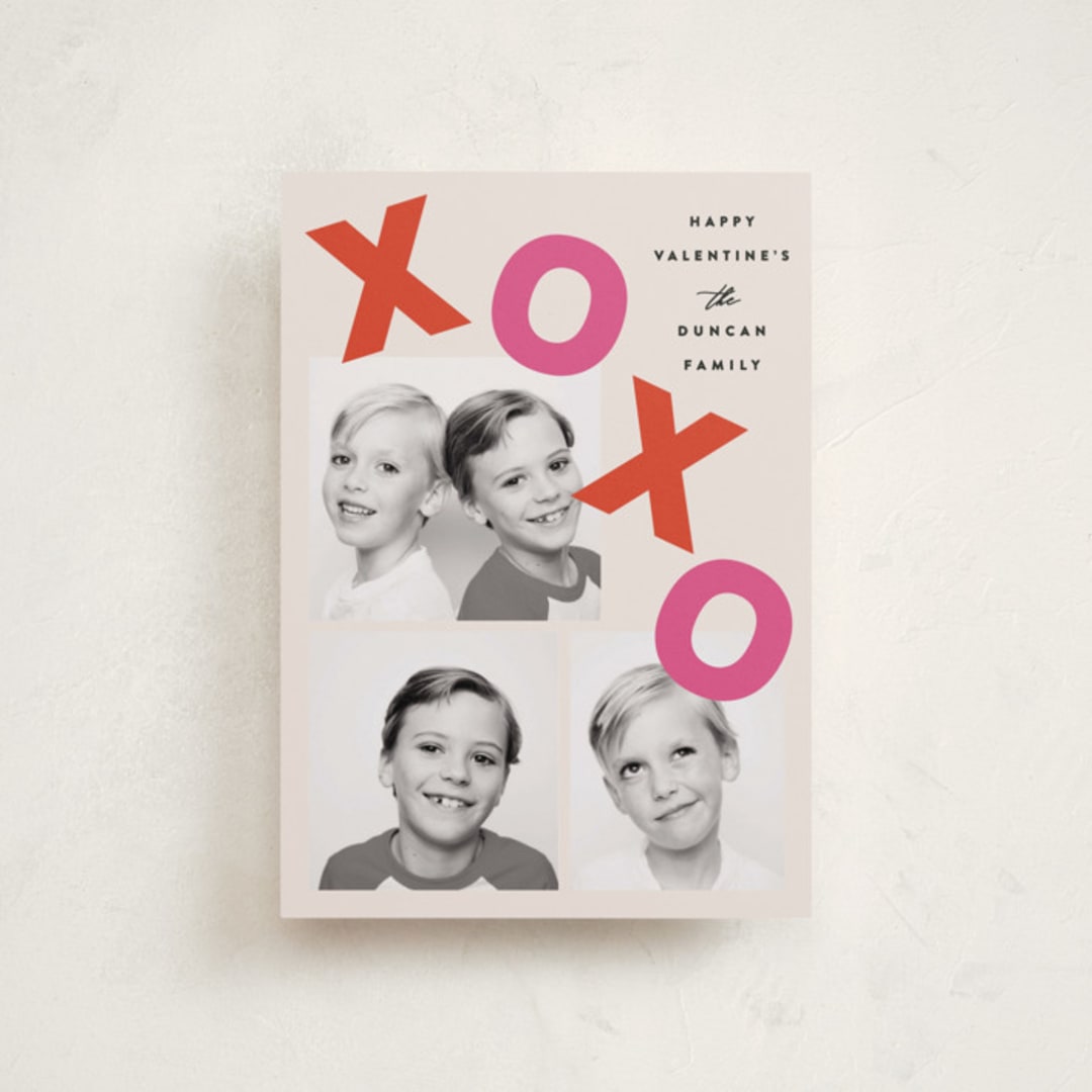 "Topsy Turvy XO" - Valentine's Day Cards in Strawberry by Maria Alou - Front