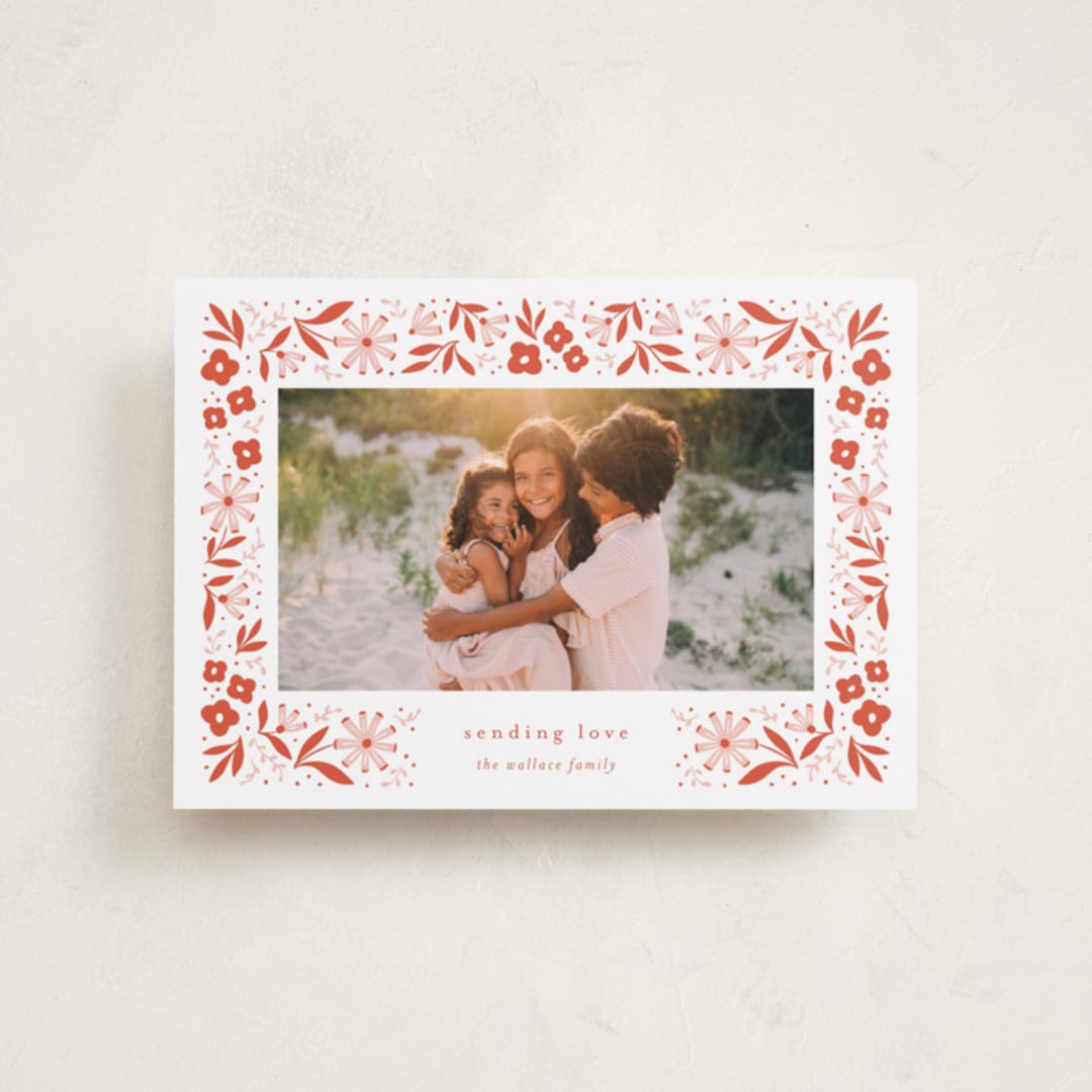 "Flora Frame" - Valentine's Day Cards in Poppy by Laura Hankins - Front
