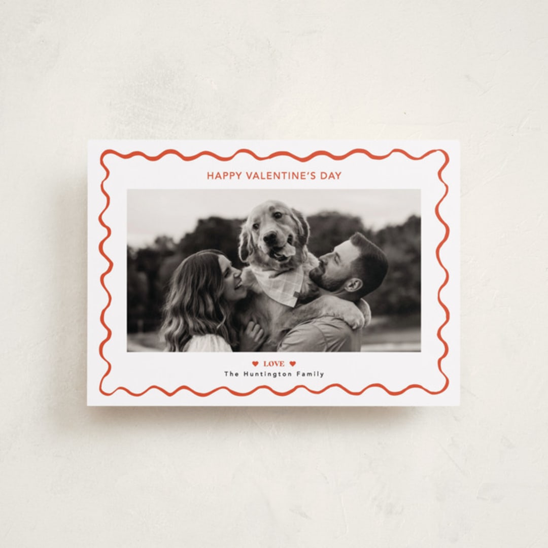 "handdrawn wavy border" - Valentine's Day Cards in Cotton by Cass Loh - Front