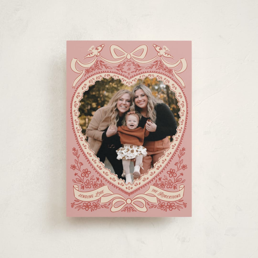 "Vintage Heart" - Valentine's Day Cards in Dusty Rose by Jenna Holcomb - Front