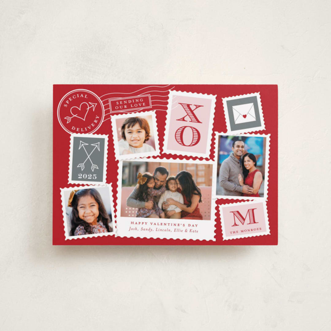 "Postmark" - Valentine's Day Cards in Paprika by Sarah Brown - Front