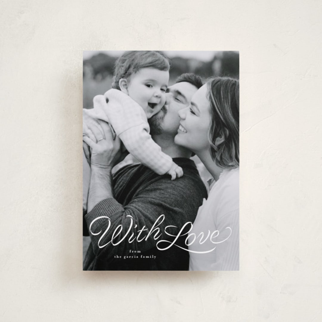 "Ribbon script" - Valentine's Day Cards in Snow by Lea Delaveris - Front