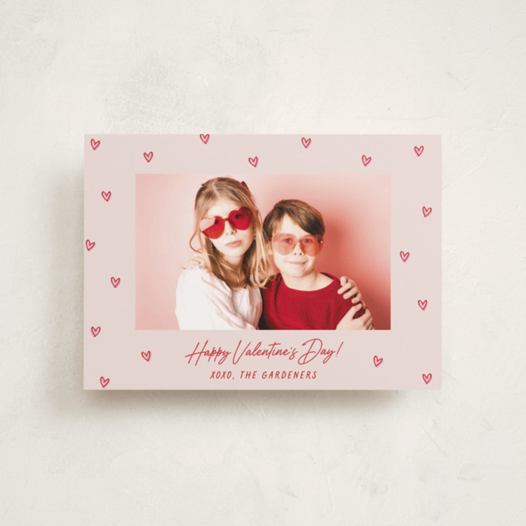 "Handdrawn Scattered Hearts" - Valentine's Day Cards in Blush by Hooray Creative - Front