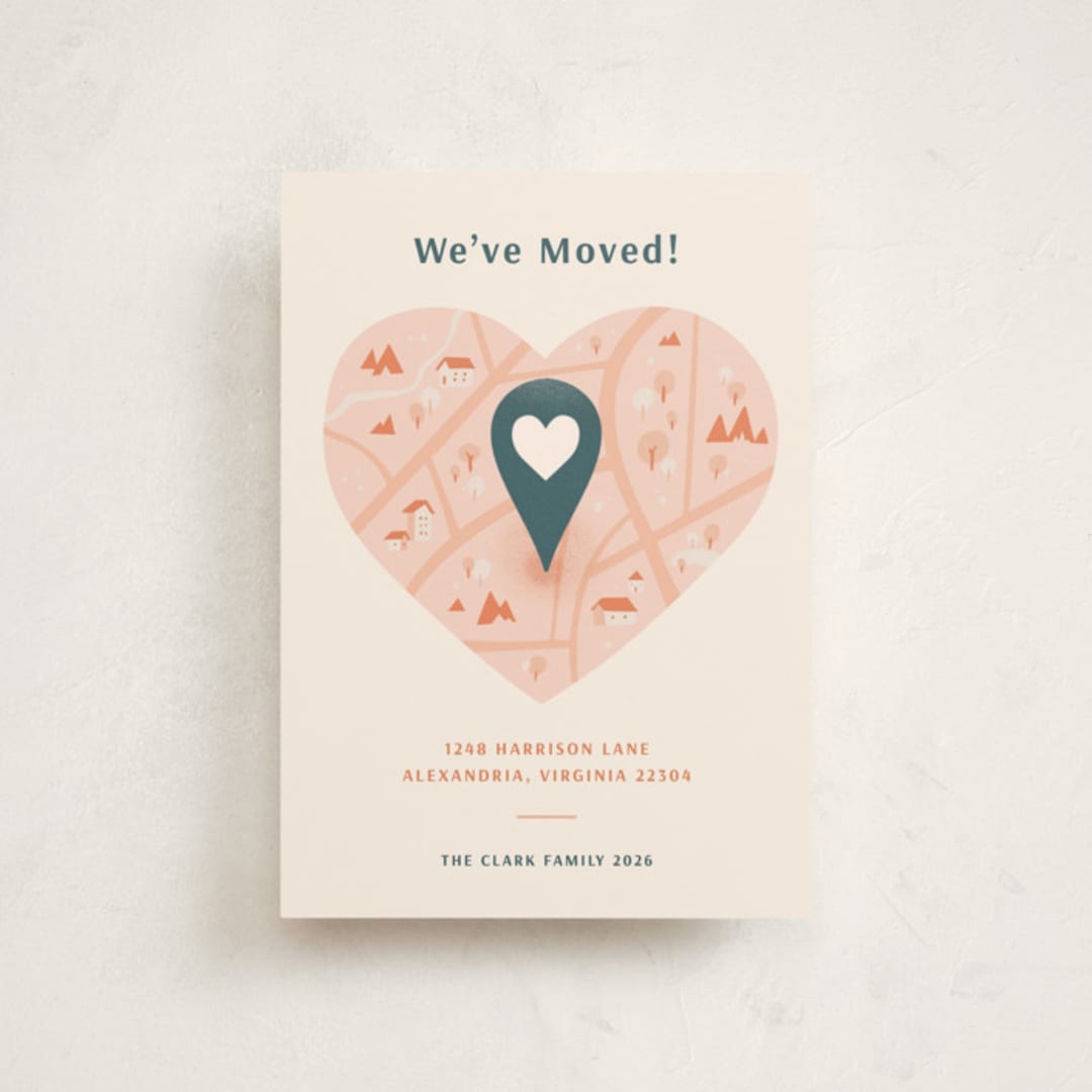 "Heart Map" - Valentine's Day Cards in Blush by Heather Francisco - Front
