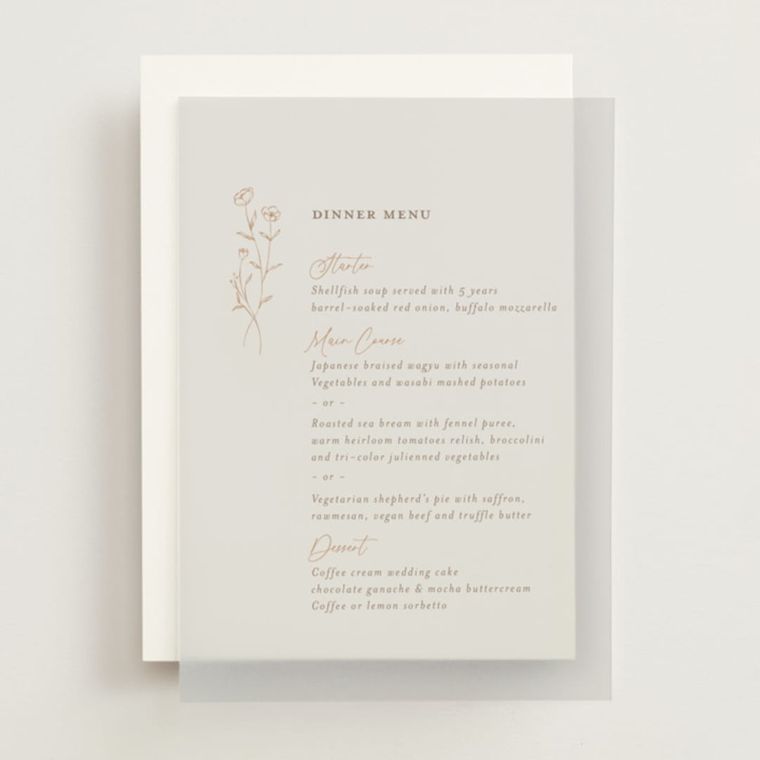 "kouignette" - Vellum Menus in Sand by chocomocacino - Front