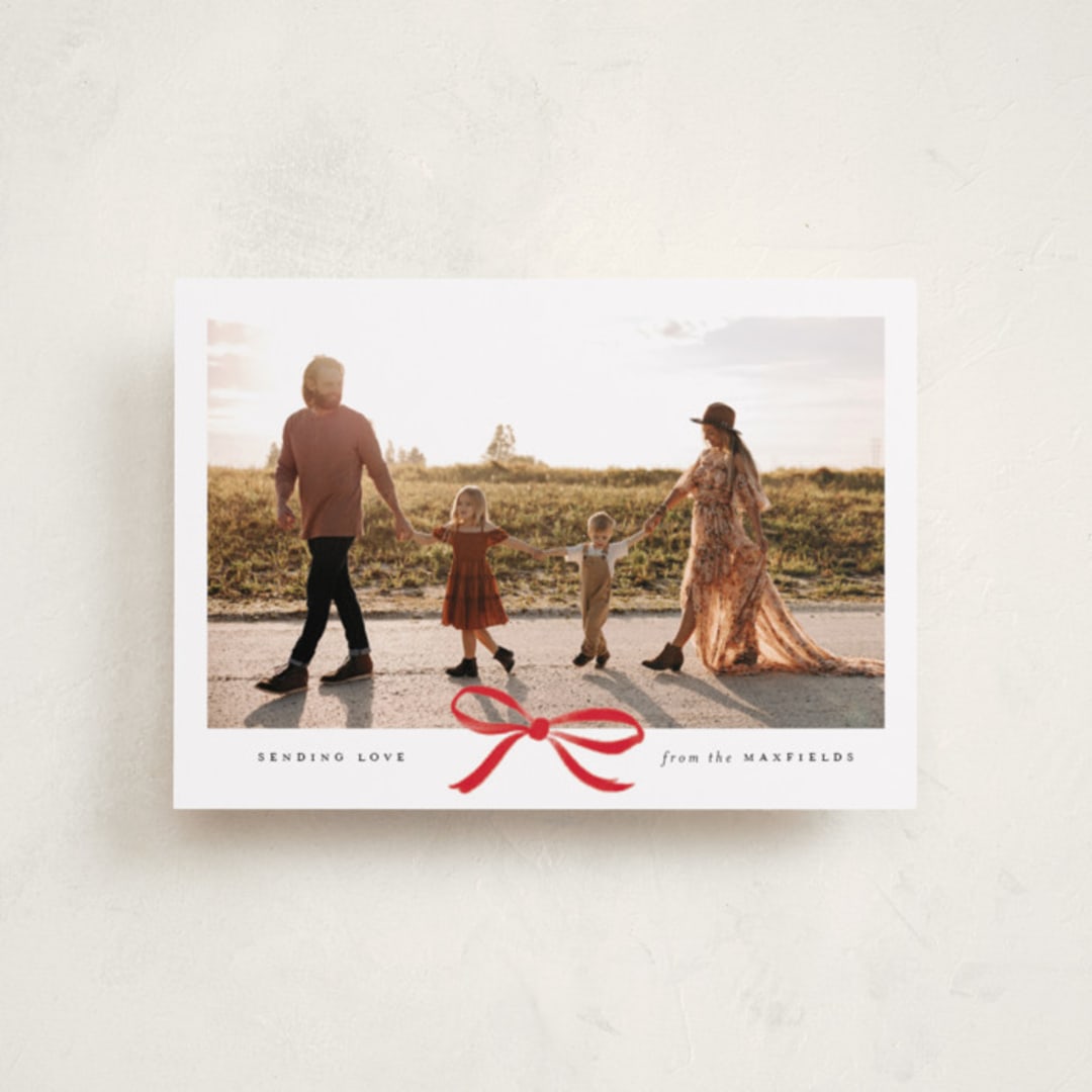 "Crimson Bow" - Valentine's Day Cards in Crimson by Olivia Kanaley Inman - Front