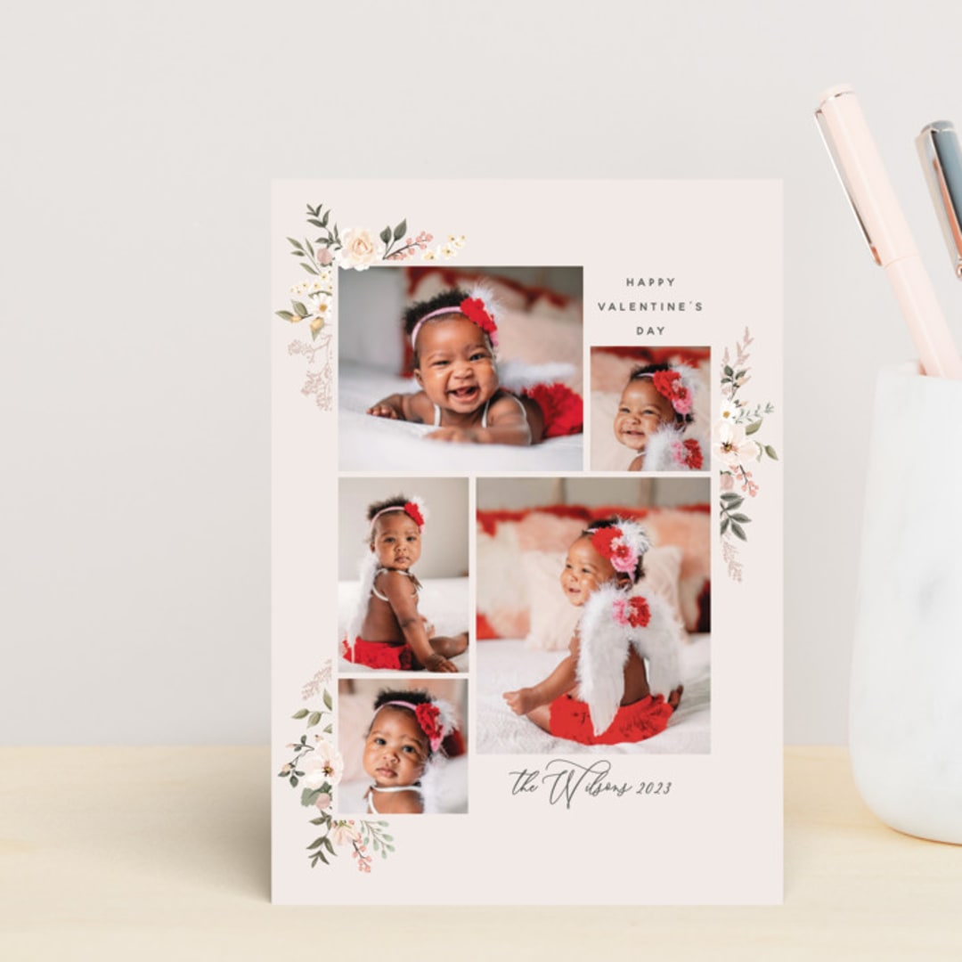 "Valentine Floral" - Valentine's Day Cards in Cookie Dough by Susan Moyal - Front