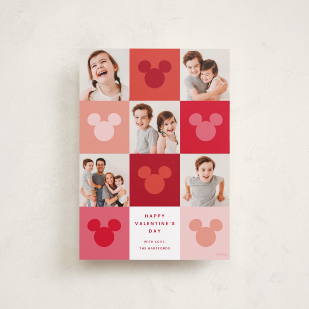 "Vibrant Disney Mickey" - Valentine's Day Cards in Cranberry by Ellen Schlegelmilch - Front